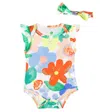 Fabula Baby Floral Cotton Bodysuit And Headband Set In Multicolor