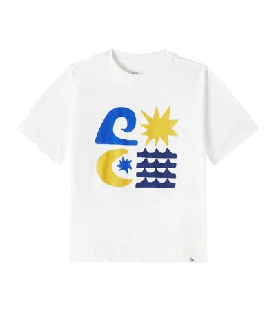 Fabula Kids' Printed Cotton Jersey T-shirt In Weiss