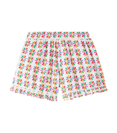 Fabula Kids' Fábula Catavento Printed Cotton Shorts In White
