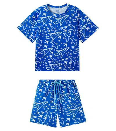 Fabula Kids' Fábula Cotton T-shirt And Bermuda Shorts Set In Blue