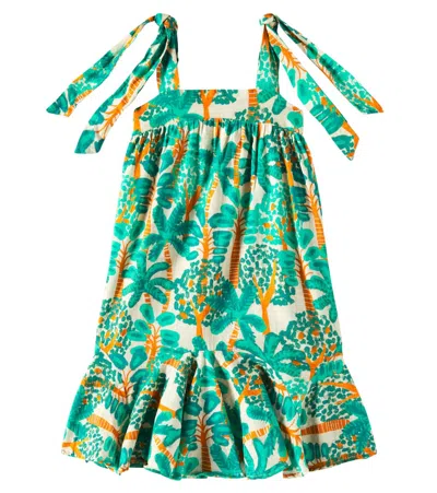 Fabula Kids' Da Mata Printed Cotton Dress In Green