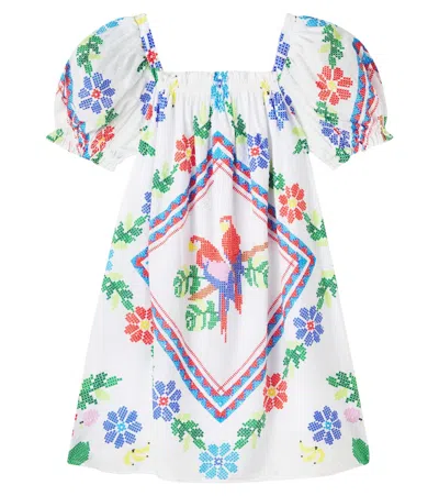 Fabula Kids' Embroidered Cotton Dress In Multi