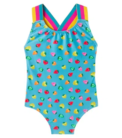 Fabula Kids' Fábula Maiô Morango Doce Swimsuit In Blue