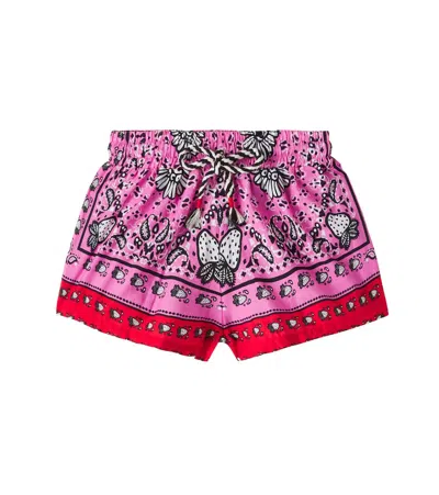 Fabula Kids' Morango Bandana Cotton Shorts In Multi