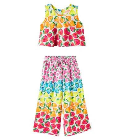 Fabula Kids' Fábula Morango Rainbow Top And Pants Set In Multi