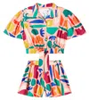 Fabula Printed Cotton Crop Shirt And Shorts Set In Multi