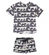 Fabula Printed Cotton Shirt And Shorts Set In Weiss