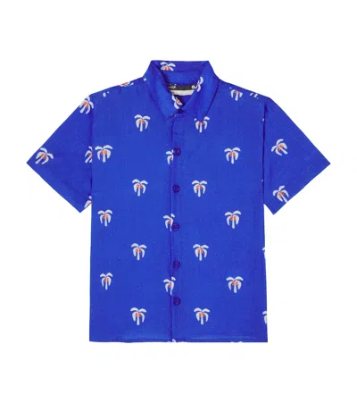 Fabula Kids' Printed Cotton Shirt In Blue
