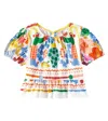 Fabula Recanto Printed Ruffled Cotton Top In Multicoloured