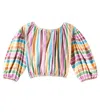 Fabula Striped Cotton Blouse In Multicoloured