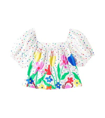 Fabula Kids' Flor Do Mangue Floral Cotton Blouse In Est Flor Do Mangue Fundo Off