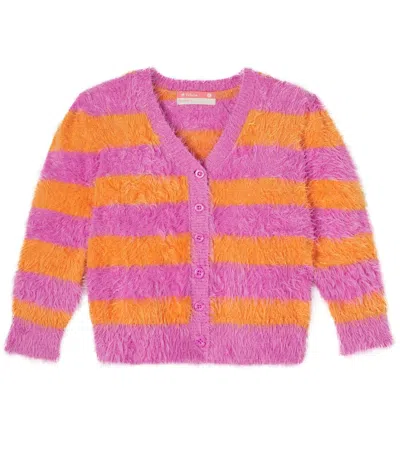 Fabula Kids' Striped Cardigan In Orange