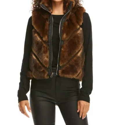 Fabulous Furs Reversible Chevron Shortie Vest In Sable In Brown