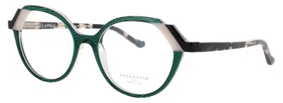 Face À Face Face A Face Acetate Cat-eye Eyeglasses 52-17-142 In 1107 - Transparent Striped Dark Green / Demo