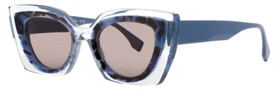 Face À Face Face A Face Cat-eye Sunglasses 47-22-142 In 6691 - Blue Tortoise On Marble / Brown Tint