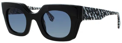 Face À Face Face A Face Geometric Acetate Sunglasses In 0100 - Black / Blue Gradient