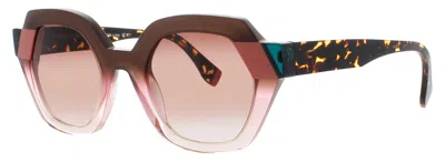 Face À Face Face A Face Geometric Acetate Sunglasses 51-23-146 In 4173 - Gradient Brown Pink Amber / Brown Gradient