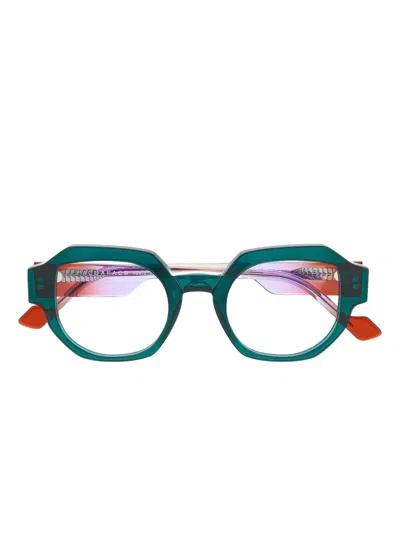 Face À Face Geometric-frame Glasses In Green