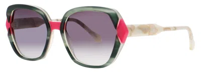Face À Face Face A Face Geometric Sunglasses 57-18-144 In 4057 - Tortoise Green Irisé / Grey Gradient