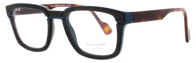 Face À Face Face A Face Men's Acetate Square Eyeglasses 51mm In 1479 - Tortoise Orange / Blue Petrol Opaque / Demo