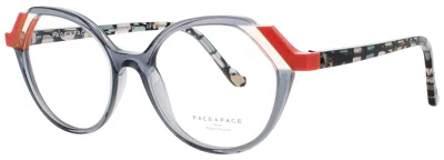 Face À Face Face A Face Moves-2 Cat-eye Eyeglasses 52mm In 4012 - Blue Grey / Demo