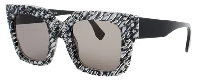 Face À Face Face A Face Oversized Square Acetate Sunglasses In 5041 - Black & White Mosaic / Dark Smoke