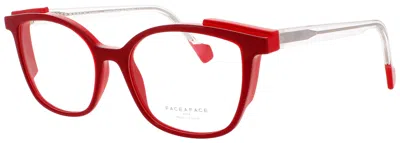 Face À Face Face A Face Rectangular Acetate Eyeglasses 53mm In 2216 - Red Transparent/ Flash Red / Demo