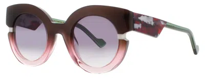 Face À Face Face A Face Round Acetate Sunglasses 48-25-142 In 4173 - Gradient Brown Pink Amber / Purple Gradient