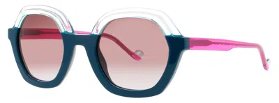 Face À Face Face A Face Round Acetate Sunglasses 50-24-142 In 3167 - Bermudes Green Transparent / Brown Gradient