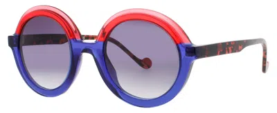 Face À Face Face A Face Round Acetate Sunglasses 51-24-142 In 2122 - Transparent Raspberry / Blue Gradient