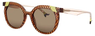 Face À Face Face A Face Round Acetate Sunglasses 52-20-147 In Brown