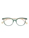 Face À Face Round-frame Glasses In Green