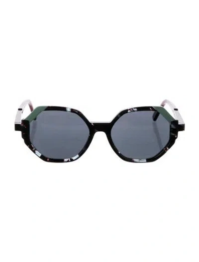 Pre-owned Face À Face Round Tinted Sunglasses In Black