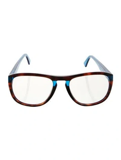 Pre-owned Face À Face Square Eyeglasses In Blue/brown