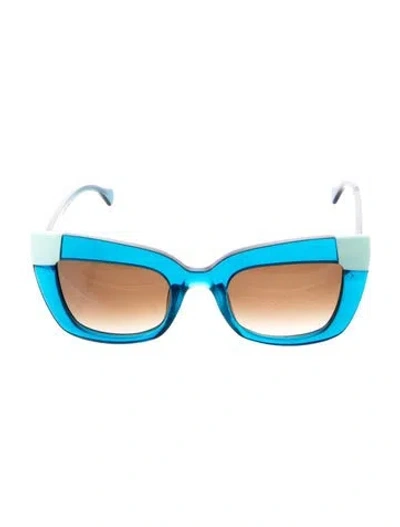 Pre-owned Face À Face Square Gradient Sunglasses In Blue