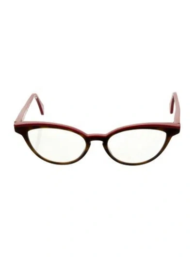 Pre-owned Face À Face Winds 1 Cat-eye Eyeglasses In Red