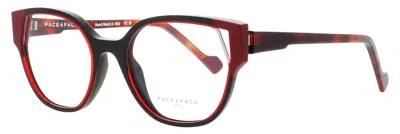 Face À Face Face A Face Women's Acetate Eyeglasses 50-19-140 In 1100 - Red Transparent / Black / Demo