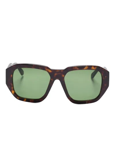 Face Hide Geometric Tortoiseshell Sunglasses In Brown