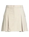 Face To Face Style Woman Mini Skirt Beige Size 8 Cotton, Elastane