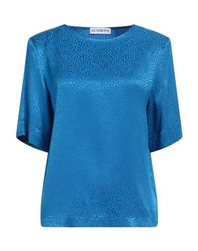 Face To Face Style Woman Top Azure Size 8 Viscose In Blue