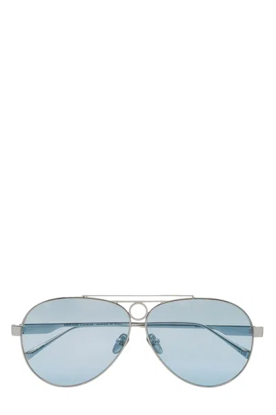 Facehide Hunter Photochromic Thin Silver Frame Blue Lens Sunglasses In Grey