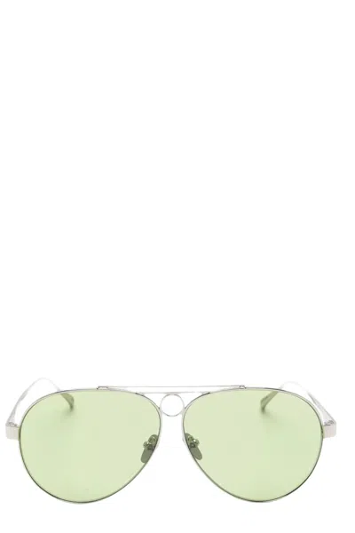 Facehide Hunter Teardrop Silver Frame Green Lens Sunglasses In Multi