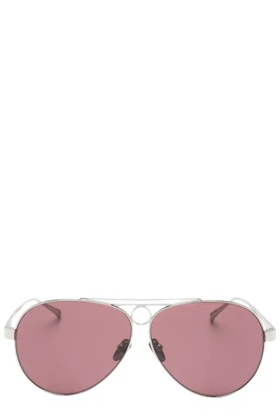 Facehide Hunter Teardrop Silver Frame Plum Lens Sunglasses In Pink