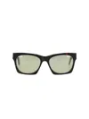 Facehide Rectangular Brown Acetate Sunglasses With Light Green Lenses In Brown