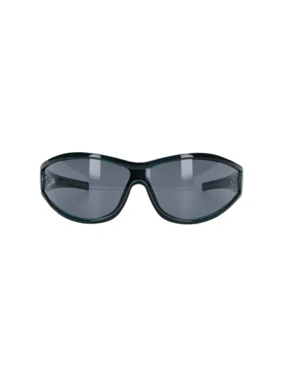 Facehide Oversized Shield Sunglasses In Green