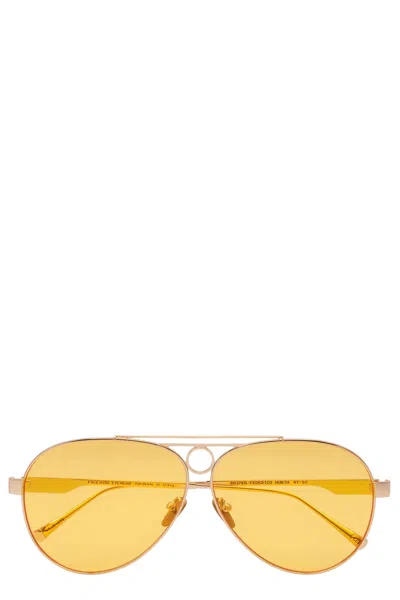 Facehide Sniper Yellow Teardrop Acrylic Sunglasses In Gold
