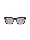 Facehide Rectangular Black Acetate Sunglasses With Colored Lenses In Black
