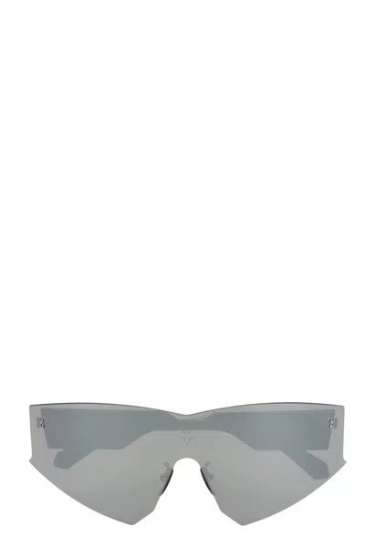 Facehide Vertigo Gunmetal Acetate Shield Reflective Lens Sunglasses In Grey