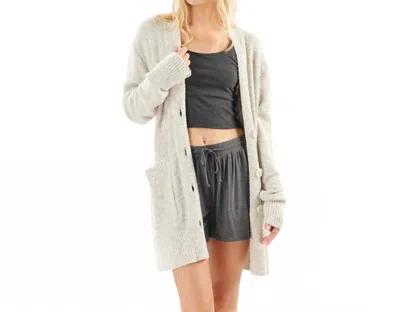 Faceplant Dreams Bamboo Plush Button-up Cardigan In Fog Marled In Multi