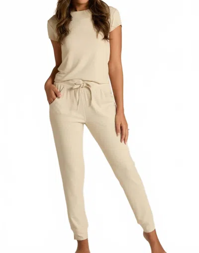 Faceplant Dreams Soft Jogger Pants In Oatmeal In White